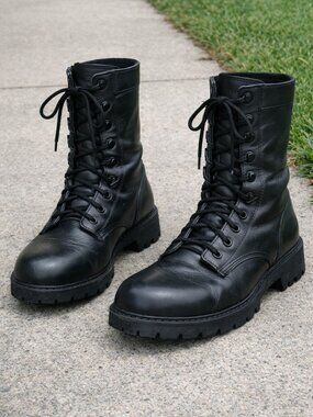 Vintage Canadian Military Combat Boots Black Leather Punk Grunge Men’s 11–11.5